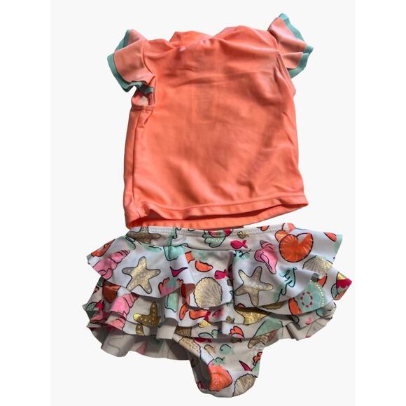 Wet Suit Club Infant Girls Swim Rash Guard Set Size 9 months Excellent Very gent - Picture 2 of 8